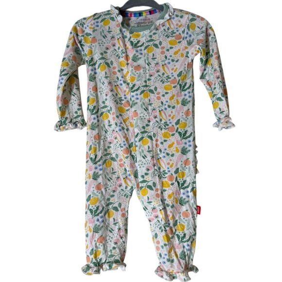 Magnetic Me Footless Modal Pajamas Girls Sz 0-3 Floral Pattern - Picture 1 of 8